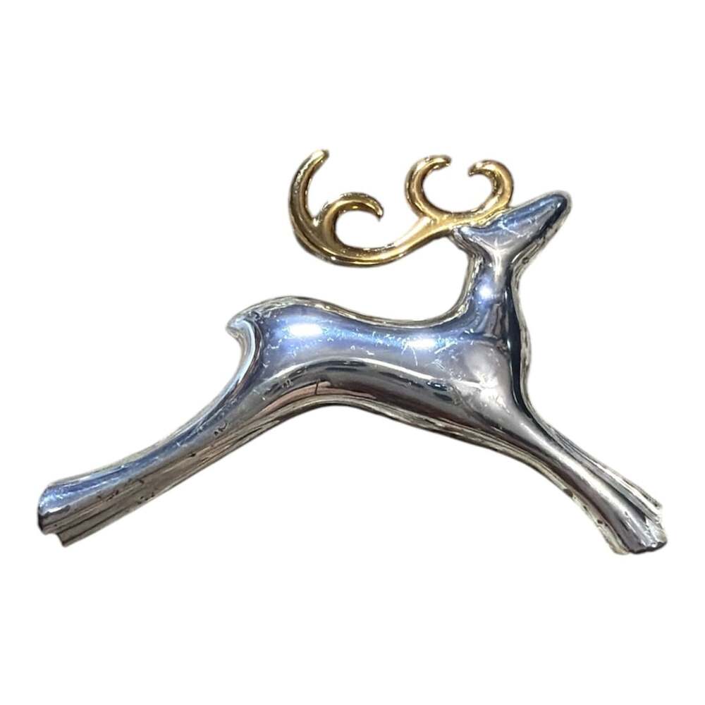 Carolee Reindeer Brooch Silver Gold Tone